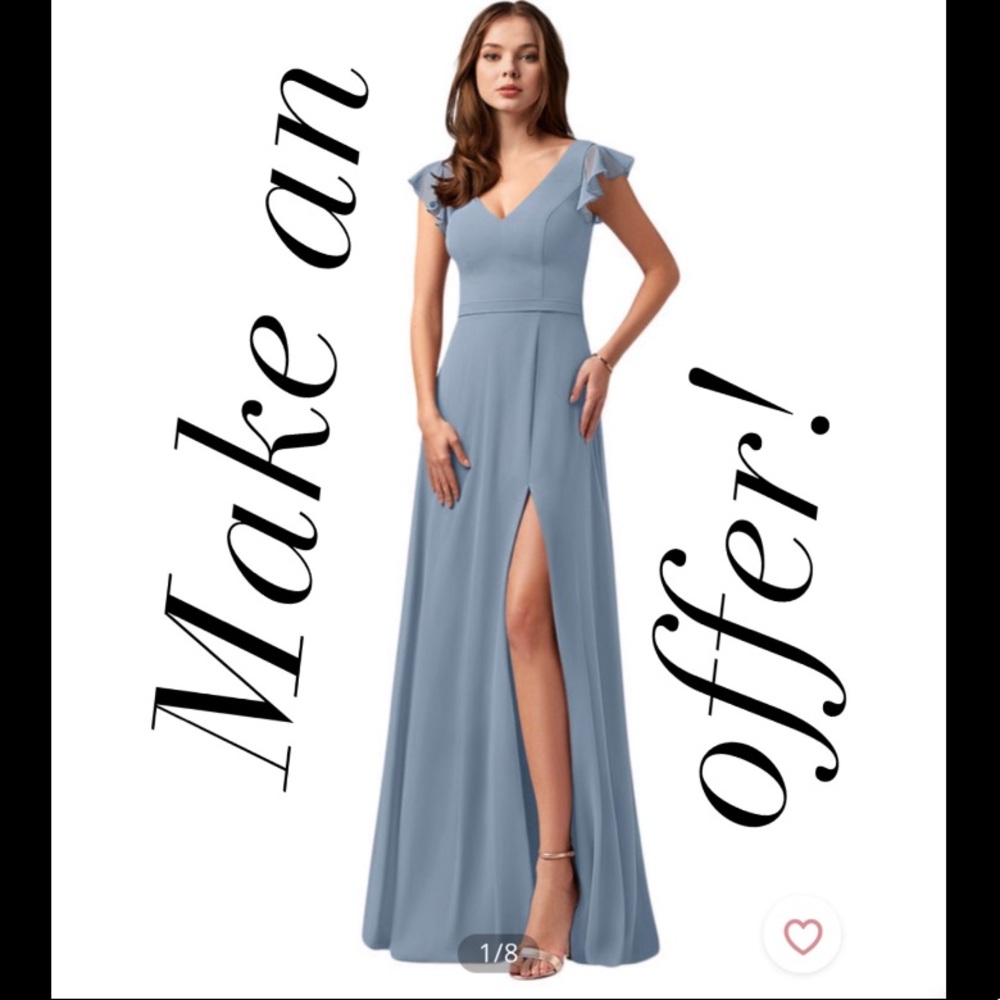 Azazie Dusty Blue Claudine Bridesmaids Dress